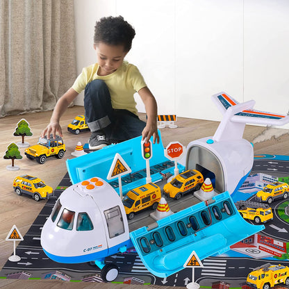 IHAHA Boy Toys Gifts for 2 3 4 5 6 Year Old, Airplane Toy with Smoke, Light