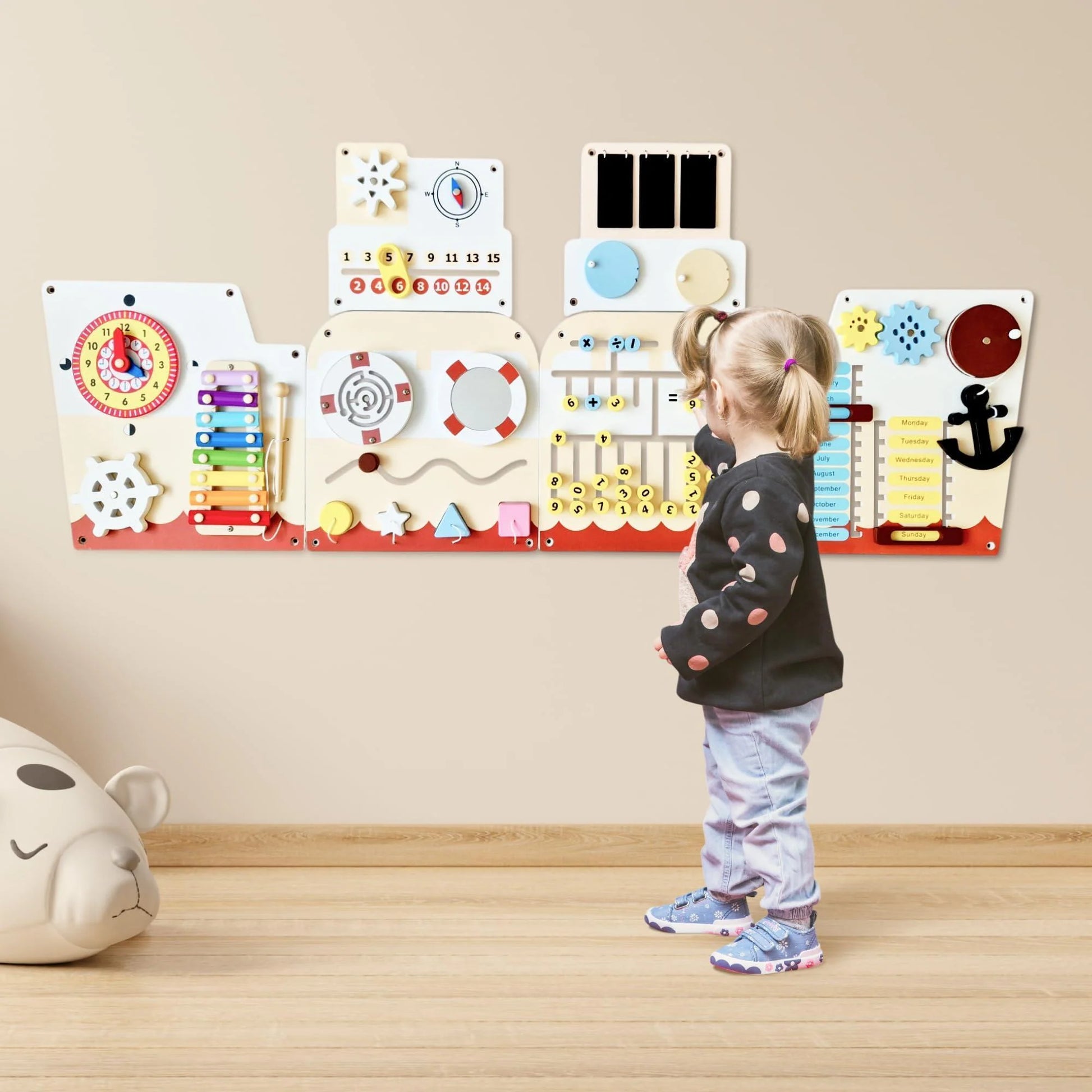 Cateam Sensory Wall Panel for Kids Activity Wall Busy Board for Toddlers and Preschoolers. 16In1 Learning Activity Center. Wooden Montessori Toys for Education and Early Development Ship
