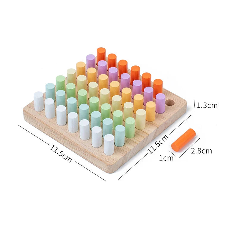 Wooden Peg Board Rainbow Clip Bead Puzzle Montessori Sorting Toys Counting Matching Game Early Education Board Game Fine Motor Skill Montessori Toys for Toddlers