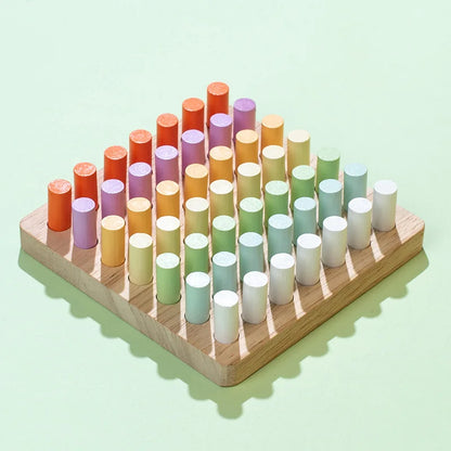 Wooden Peg Board Rainbow Clip Bead Puzzle Montessori Sorting Toys Counting Matching Game Early Education Board Game Fine Motor Skill Montessori Toys for Toddlers