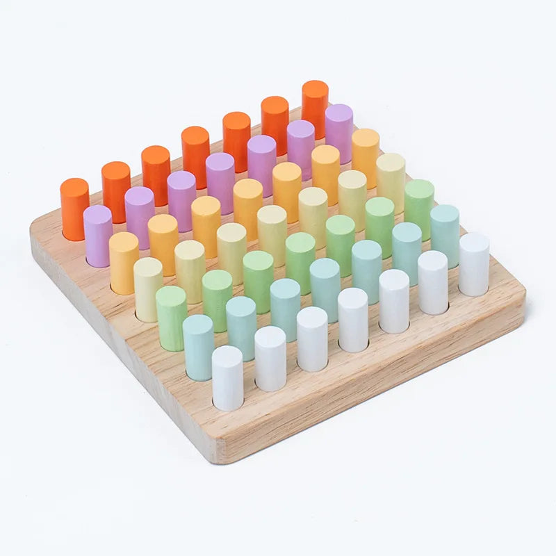 Wooden Peg Board Rainbow Clip Bead Puzzle Montessori Sorting Toys Counting Matching Game Early Education Board Game Fine Motor Skill Montessori Toys for Toddlers