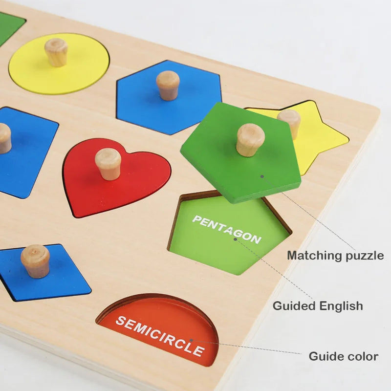 Toddler Wooden Preschool Learning Shape Peg Puzzle Board Toys