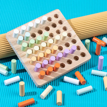 Wooden Peg Board Rainbow Clip Bead Puzzle Montessori Sorting Toys Counting Matching Game Early Education Board Game Fine Motor Skill Montessori Toys for Toddlers