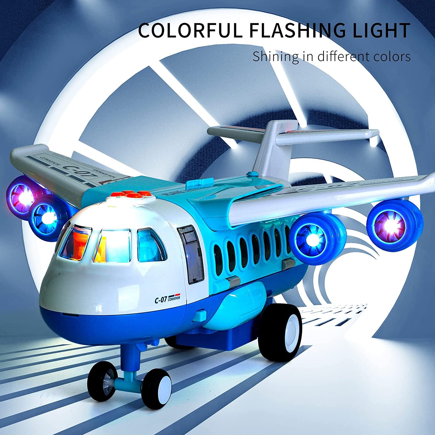 IHAHA Boy Toys Gifts for 2 3 4 5 6 Year Old, Airplane Toy with Smoke, Light