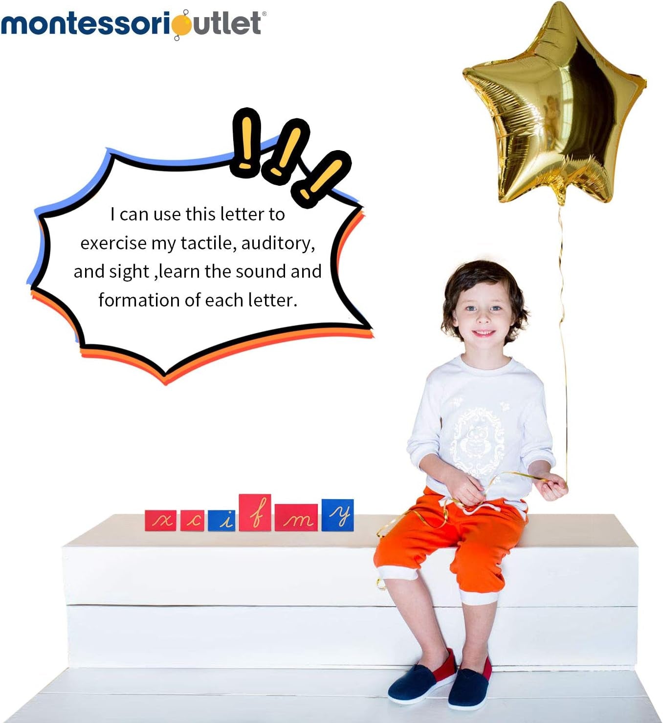 Cursive Lower Case Sandpaper Letters-Wooden Movable Alphabet without Box Preschool Spelling Language Learning Materials for Kids (Lower Case Cursive)