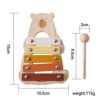 Montessori Wooden Toy Multicolor Xylophone Bell Beads Drum Column Musical Instrument Toy Kid Educational Musical Instrument Gift