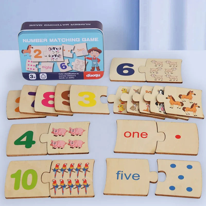 Wooden Number Matching Puzze Toys Montessori Early Education Digital Pattern Thicken Blocks Game for Baby Festival Gift Toy (Copy)