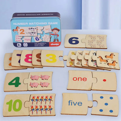 Wooden Number Matching Puzze Toys Montessori Early Education Digital Pattern Thicken Blocks Game for Baby Festival Gift Toy (Copy)