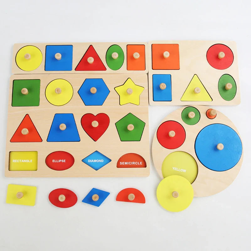 Toddler Wooden Preschool Learning Shape Peg Puzzle Board Toys