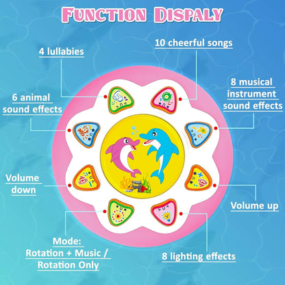 Toys for 1 Year Old Baby Girls, Ocean Rotating Light up Musical Toy for Toddlers 1-3, Learning Toys for 1 2 3 Year Old Girls Boys (Pink)