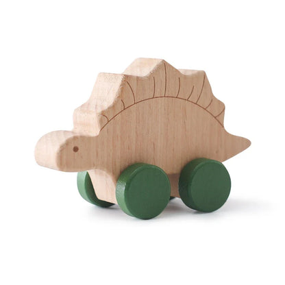 8 Pcs Wooden Dinosaur Cars Montessori Toys for Babies Baby Push Car Toys Wooden Toy Vehicles Development and Infant Grasping Montessori Toys