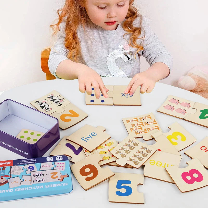 Wooden Number Matching Puzze Toys Montessori Early Education Digital Pattern Thicken Blocks Game for Baby Festival Gift Toy (Copy)