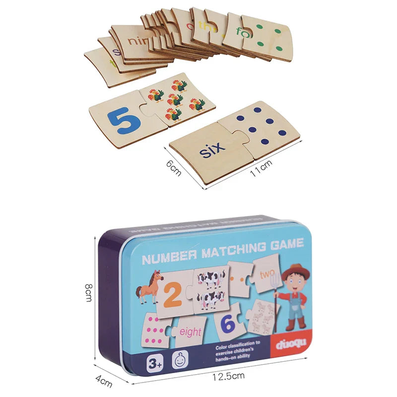 Wooden Number Matching Puzze Toys Montessori Early Education Digital Pattern Thicken Blocks Game for Baby Festival Gift Toy (Copy)