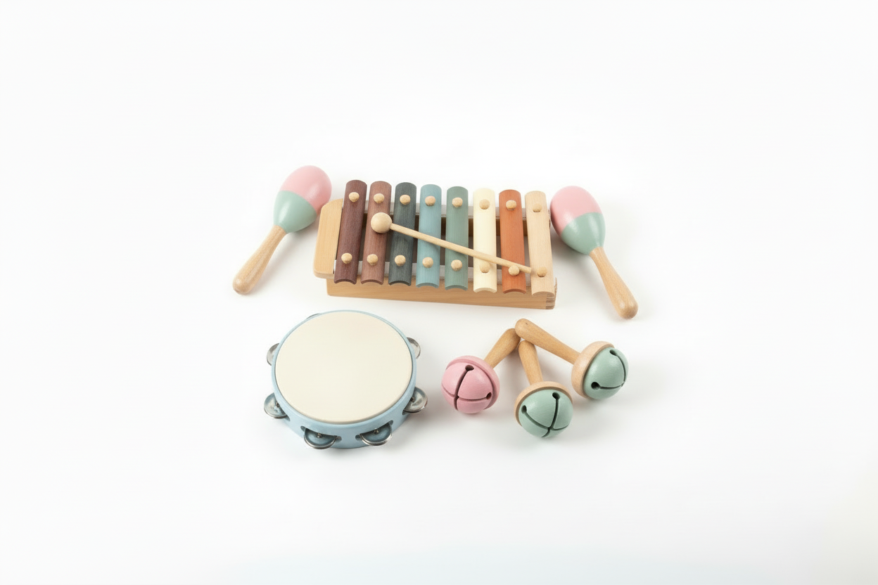 Colorful Montessori musical kit with five colors