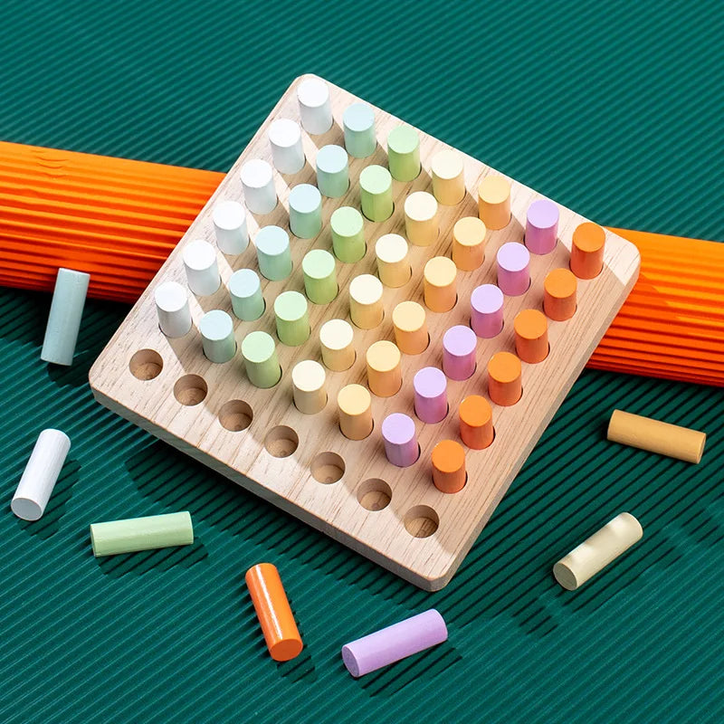 Wooden Peg Board Rainbow Clip Bead Puzzle Montessori Sorting Toys Counting Matching Game Early Education Board Game Fine Motor Skill Montessori Toys for Toddlers