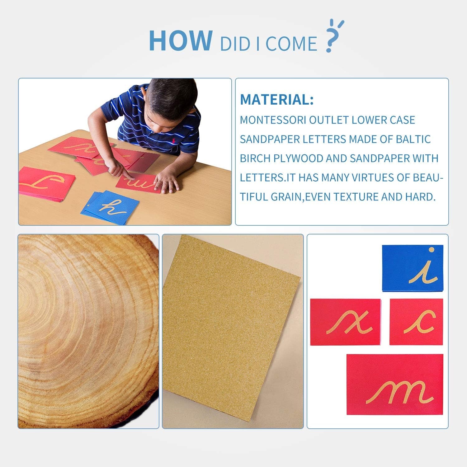 Cursive Lower Case Sandpaper Letters-Wooden Movable Alphabet without Box Preschool Spelling Language Learning Materials for Kids (Lower Case Cursive)