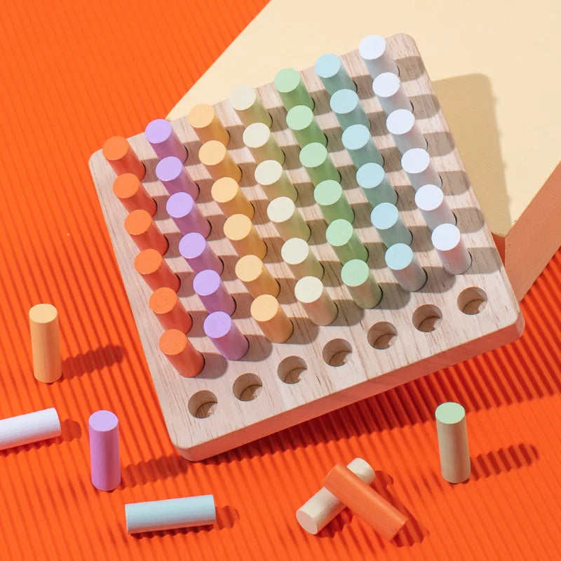 Wooden Peg Board Rainbow Clip Bead Puzzle Montessori Sorting Toys Counting Matching Game Early Education Board Game Fine Motor Skill Montessori Toys for Toddlers