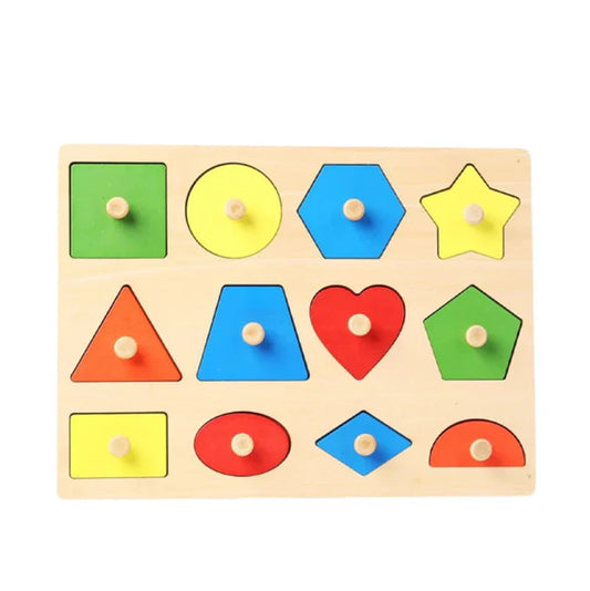 Toddler Wooden Preschool Learning Shape Peg Puzzle Board Toys