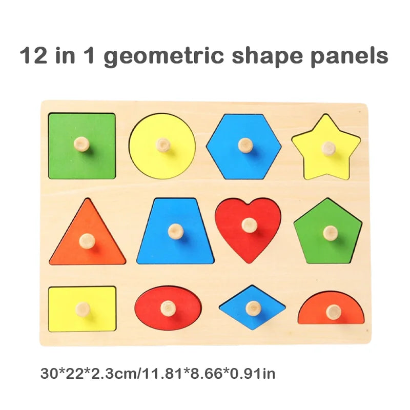 Toddler Wooden Preschool Learning Shape Peg Puzzle Board Toys