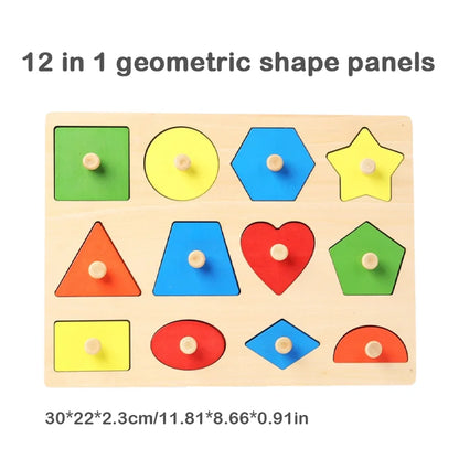 Toddler Wooden Preschool Learning Shape Peg Puzzle Board Toys